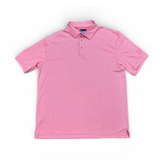 PGA TOUR Pink Geometric Print Golf Polo Shirt Men's XL Performance - Picture 5 of 7